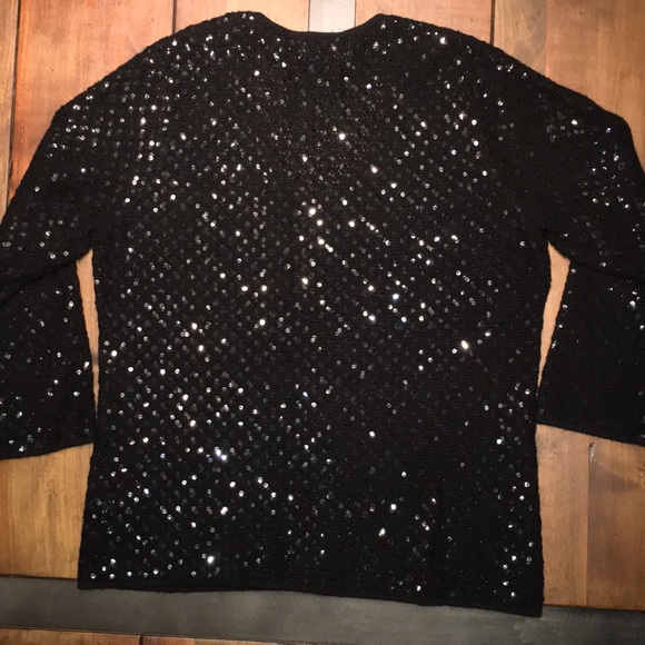 Elegant Black Cashmere Sweater w Sequins - Picture 4 of 4